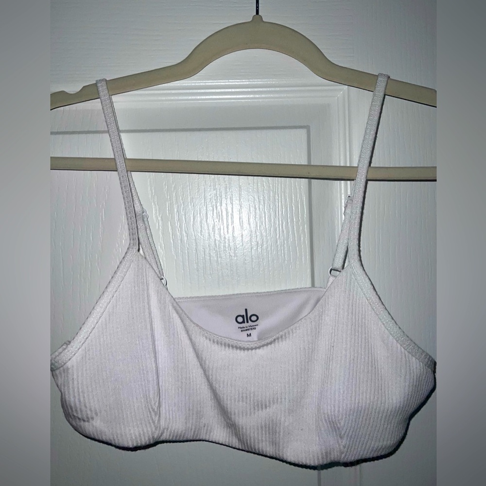 ALO ribbed white bra